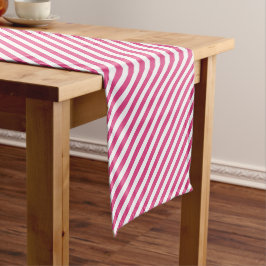 Caminho De Mesa Pequeno Diagonal pink and white stripes pattern