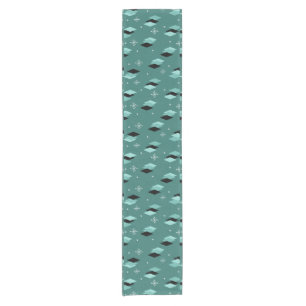 Caminho De Mesa Pequeno Diamantes de Teal Moderno do meio século