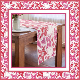 Caminho De Mesa Pequeno Diferente Estilo De Padrão De Flor E Coração