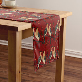 Caminho De Mesa Pequeno Dois Pombos Cortados Estêncil Estilo Retrô 7