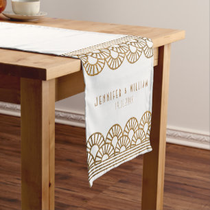 Caminho De Mesa Pequeno Dourado Art Deco Fan Gatsby WedMesa Runner