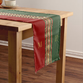 Caminho De Mesa Pequeno Dourado monograma verde-branco Mesa de Natal