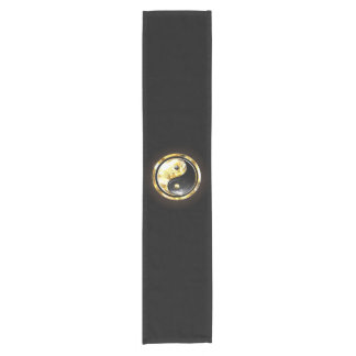 Caminho De Mesa Pequeno Dourado Yin Yang a preto