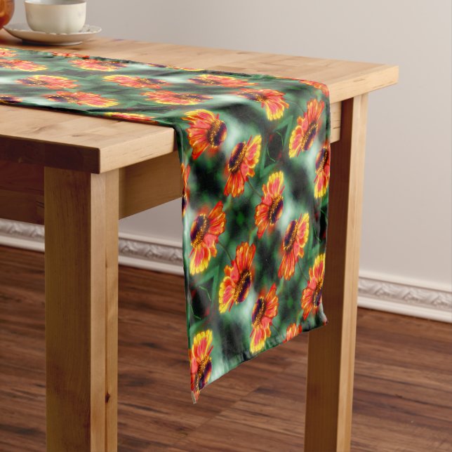 Caminho De Mesa Pequeno Dreamy Zinnia Flower Abstrato Art Pattern (No Local)