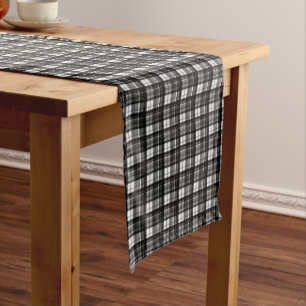 Caminho De Mesa Pequeno Elegância Do eterno: Tartan Negro E Branco Clássic