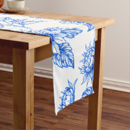 Caminho De Mesa Pequeno Elegant Toile du Jouy Sunflowers – Blue Botanical 