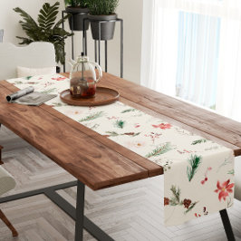 Caminho De Mesa Pequeno Elegante Boho Poinsettia Greenery Natal
