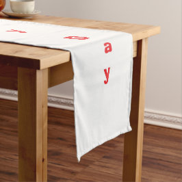 Caminho De Mesa Pequeno Elegante corredor de mesa com tipografia vermelha