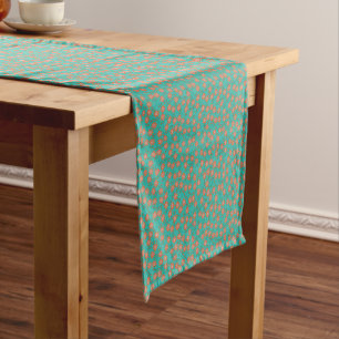 Caminho De Mesa Pequeno Elegante Dúvida Turquesa e Coral Laranja Floral