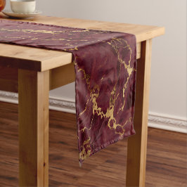 Caminho De Mesa Pequeno Elegante Luxo Mármore Burgundy Dourado