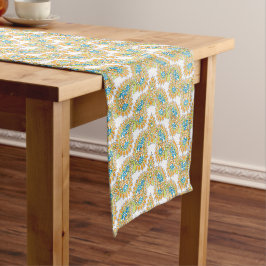 Caminho De Mesa Pequeno Elegante Paisley Laranja Verde Lima