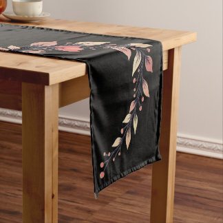 Caminho De Mesa Pequeno Elegante Rosa Argila e Preto