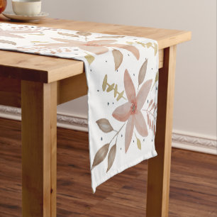 Caminho De Mesa Pequeno Elegante Terracotta Blush Watercolor Floral