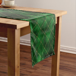 Caminho De Mesa Pequeno Elegante Verde e Diamantes Dourados Dia de São Pat