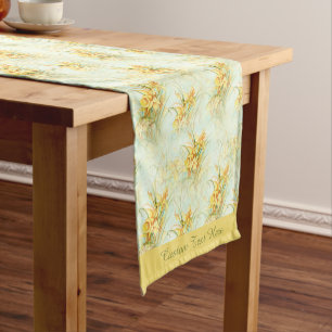 Caminho De Mesa Pequeno Elegante Vintage Amarelo Daffodils Flor