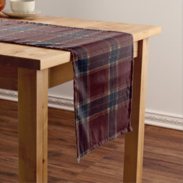 Caminho De Mesa Pequeno Elegante Xadrez Burgundy e Azul Marinho Heritage