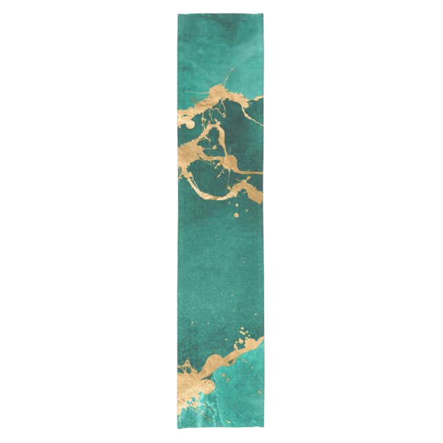 Caminho De Mesa Pequeno Emerald Green e abstrato Dourada (Frente)