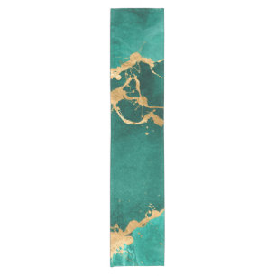Caminho De Mesa Pequeno Emerald Green e abstrato Dourada