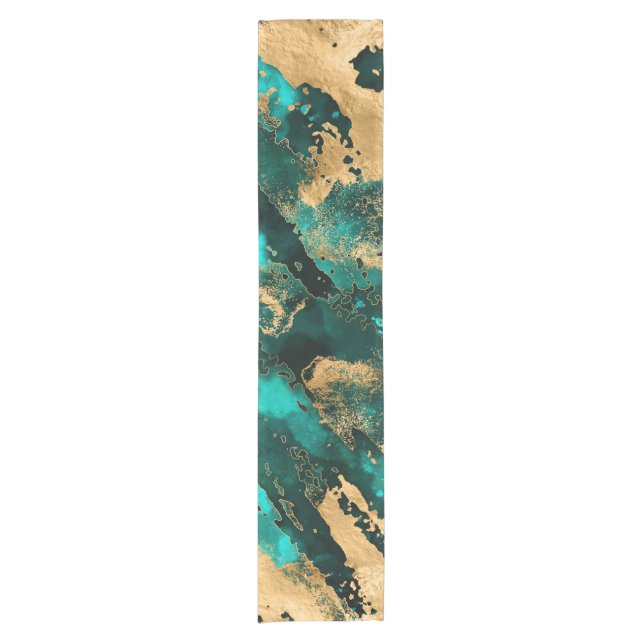 Caminho De Mesa Pequeno Emerald Green e abstrato Dourada (Frente)
