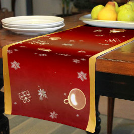 Caminho De Mesa Pequeno Encantamento de Natal vermelho e ouro