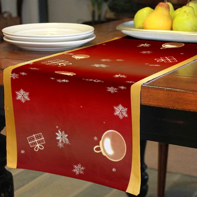 Caminho De Mesa Pequeno Encantamento de Natal vermelho e ouro (Criador carregado)