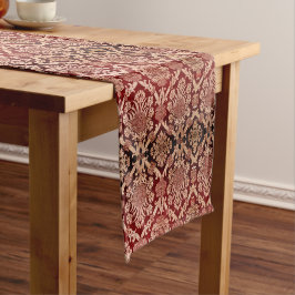 Caminho De Mesa Pequeno Escuro Elegante Vintage Dark Beige Damask Weave