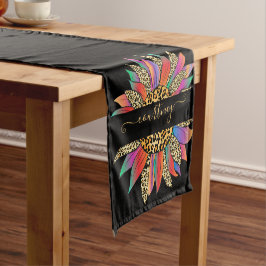 Caminho De Mesa Pequeno Estampa de arco-íris e leopardo personalizada aba 