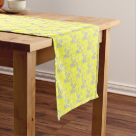 Caminho De Mesa Pequeno Estilo FS - 1 AMARELO-BRANCO - 2 MESAS RUNNER 14x7