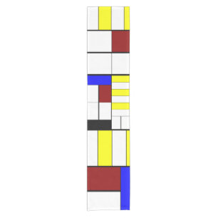 Caminho De Mesa Pequeno Estilo Mondriano Colorido Vermelho, Azul, Padrão 