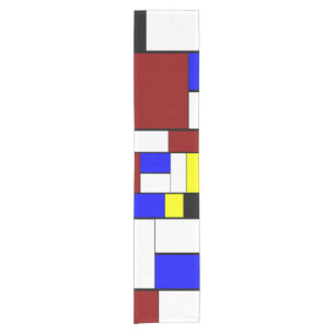 Caminho De Mesa Pequeno Estilo Mondriano Colorido Vermelho, Azul, Padrão 