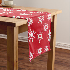 Caminho De Mesa Pequeno Estrelas de Festivos Vermelho e Neve Branca