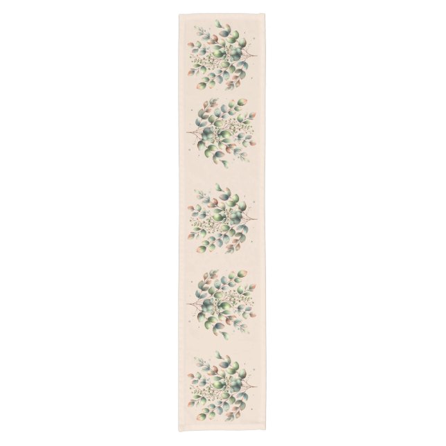 Caminho De Mesa Pequeno Eucalyptus botânico creme (Frente)