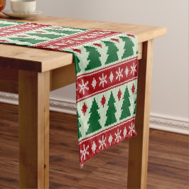 Caminho De Mesa Pequeno Evergreens & Snowflakes Knit
