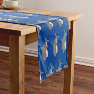 Caminho De Mesa Pequeno Excelente de desenho animado branco de tubarão fel