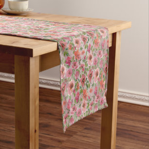 Caminho De Mesa Pequeno Executador de Mesa Floral Suave Rosa