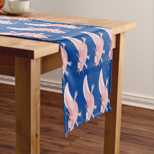 Caminho De Mesa Pequeno Exolotl branco rosa feliz