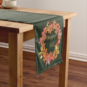 Caminho De Mesa Pequeno Fall leaves and ladybugs with customizable text