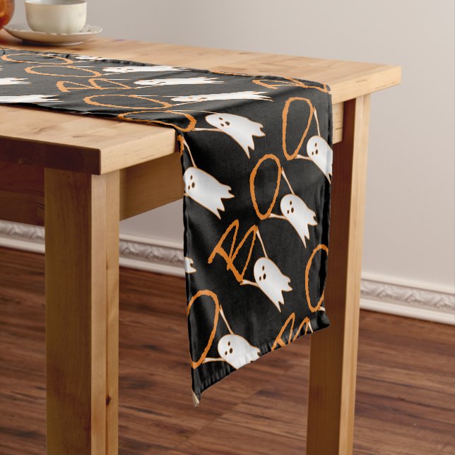 Caminho De Mesa Pequeno Fantasmas bonitos, preto moderno, Dia das Bruxas L (No Local)