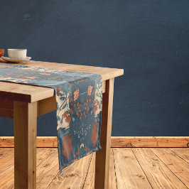 Caminho De Mesa Pequeno Farmhouse Russo de Ferrugem Azul do País