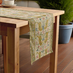 Caminho De Mesa Pequeno Feita na Itália com Dourada Floral Rosa-Rosa Victo