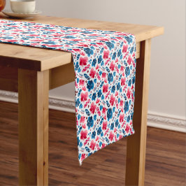Caminho De Mesa Pequeno Feliz 250º Aniversário, América! Floral Vermelho B