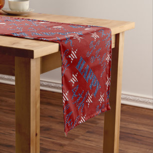 Caminho De Mesa Pequeno Feliz 4 de julho, estrelas e tiras azuis vermelhos