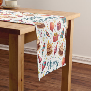 Caminho De Mesa Pequeno Feliz corredor de Mesa de aniversário com balões e