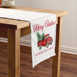 Caminho De Mesa Pequeno Feliz Natal Aquarela Vintage Red Truck White