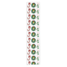 Caminho De Mesa Pequeno Feliz Natal Joy Candy Cane Wreath Green Sock