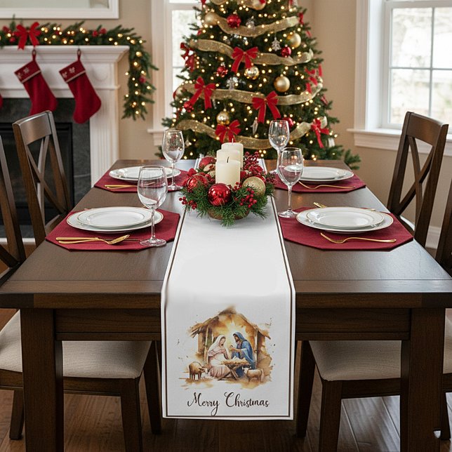 Caminho De Mesa Pequeno Feliz Natal Natividade (Criador carregado)