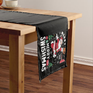 Caminho De Mesa Pequeno Feliz Natal Swishmas Papai Noel Jogando Basquete