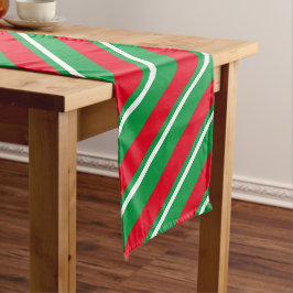 Caminho De Mesa Pequeno Férias Natal Vermelho Branco Listras Verdes