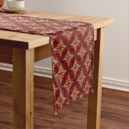 Caminho De Mesa Pequeno Festivo Vermelho e Dourado Natal
