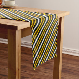 Caminho De Mesa Pequeno Fita-arco-íris branca-preta amarela
